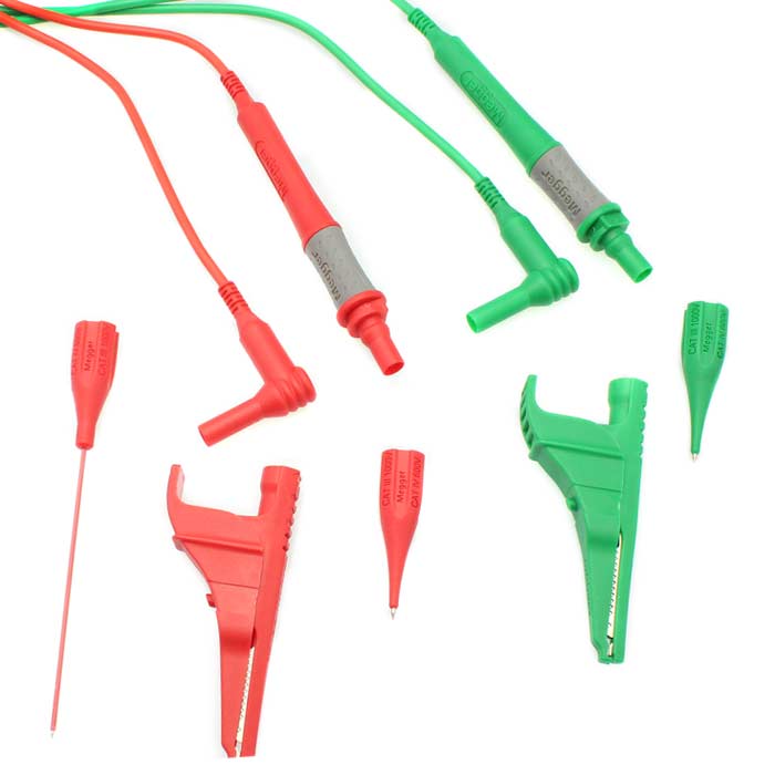 Megger Test Lead Set 2-Wire Red/Green with Prods and Clips (Shrouded Tip) - 1003-132, Image 1 of 1