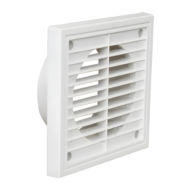 Manrose 100mm/4" External Wall Grille White with Round Spigot and Fixed Louvre Fascia - 1152W, Image 1 of 1