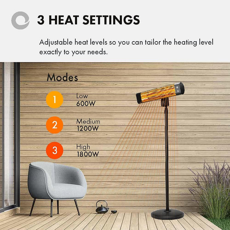 Devola Platinum 1.8kW Stand Mounted Patio Heater with Remote Control IP65 - Black - DVPH18PSMB, Image 5 of 9