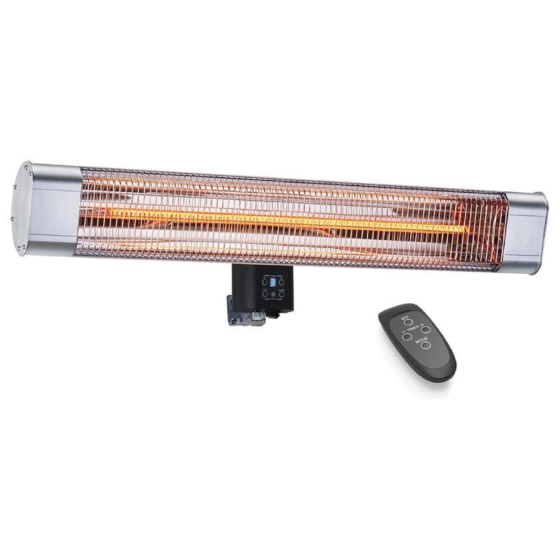 Devola Platinum 2.4kW Wall Mounted Patio Heater with Remote Control IP65 - Silver - DVPH24PWMSL, Image 1 of 3