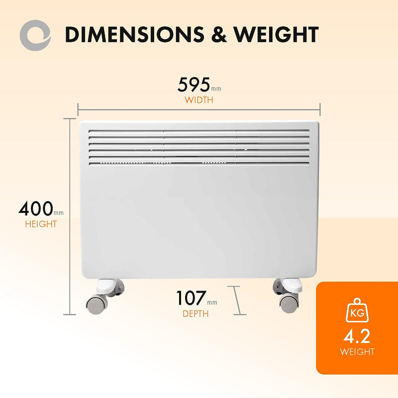 Devola-B 1500W Panel Heater with 24 Hour, 7 Day Timer IP24 - White - DVS1500W, Image 4 of 8