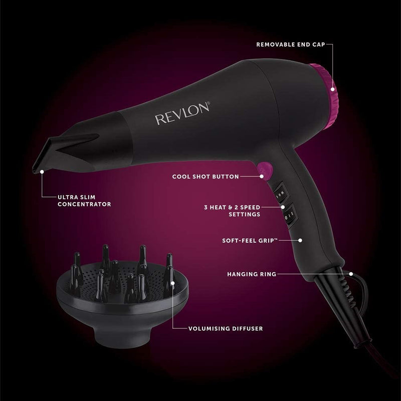 Revlon Perfect Heat 2000W Smooth Brilliance AC Motor Hair Dryer - Black RVDR5251, Image 3 of 7