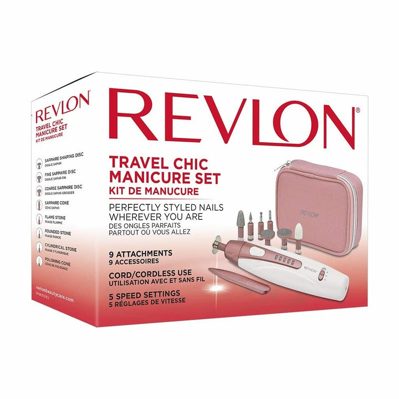 Revlon Travel Chic Manicure Set with 9 Attachments & Carry Case Pink - RVSP3527UK2, Image 2 of 7