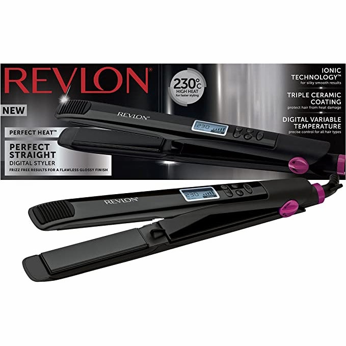 Revlon Perfect Straight 230 Digital Styler Hair Straighteners - Black RVST2165UK, Image 1 of 6