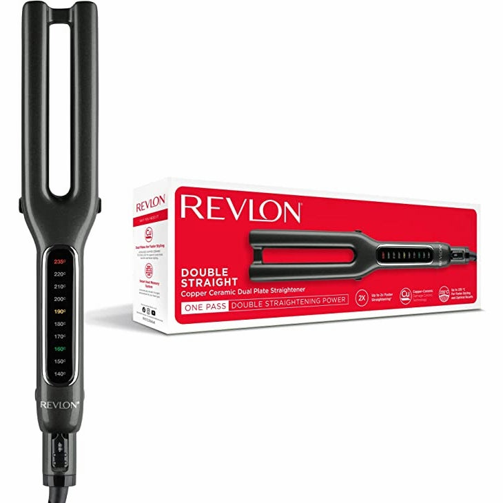 Revlon Double Straight Dual Plate Ceramic Hair Straightener With LCD Display - Black RVST2204UK, Image 1 of 5