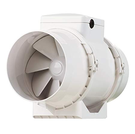 Xpelair 100mm In-Line Mixed Flow Fan with Timer on a white background