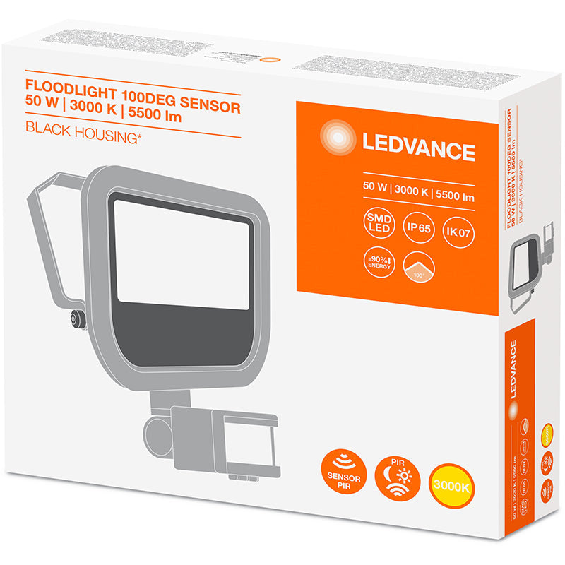 LEDVANCE 50W Integrated LED Floodlight with PIR Black - Cool White - F5040BS 143593-461031 - Return Unit, Image 5 of 5