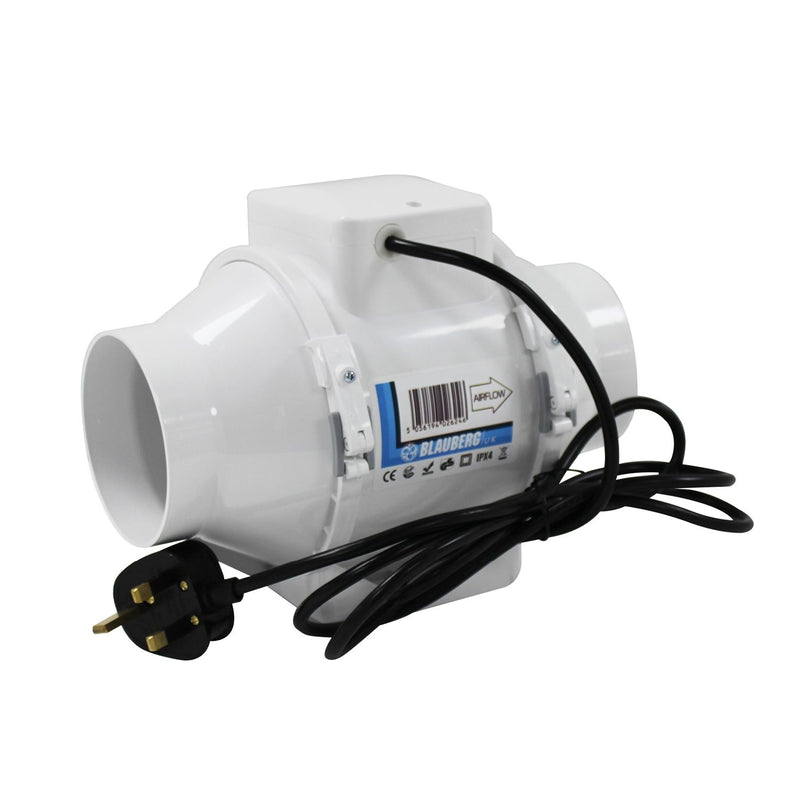 Blauberg Turbo E In-line Mixed Flow Fan with Plug & Lead - 100mm - TURBO-E-100-R2, Image 1 of 1