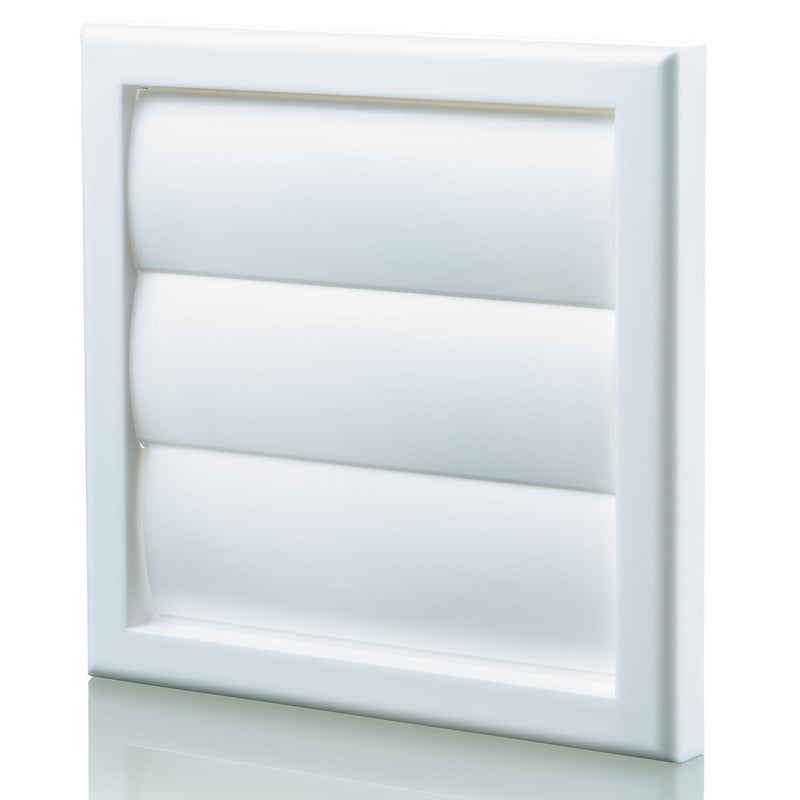 Blauberg Plastic Gravity Shutter Vent - 100mm - Brilliant White - DECOR155X155-100GWHITE, Image 1 of 1